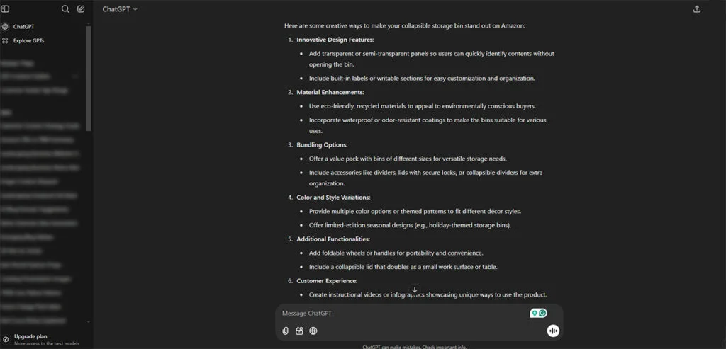 ChatGPT for Amazon Sellers Example