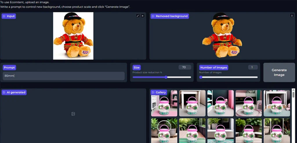 Ecoment AI Product Images for Ecommerce Example