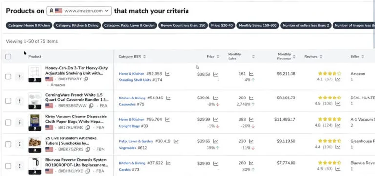 Helium 10 Amazon Product Research Tool Black Box Results