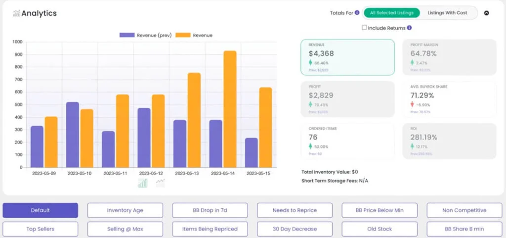 Seller Snap Repricer Dashboard UI