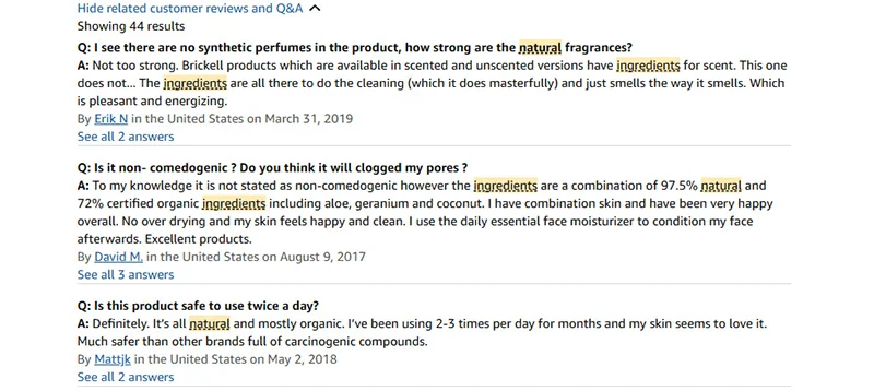 Amazon QA Section Example