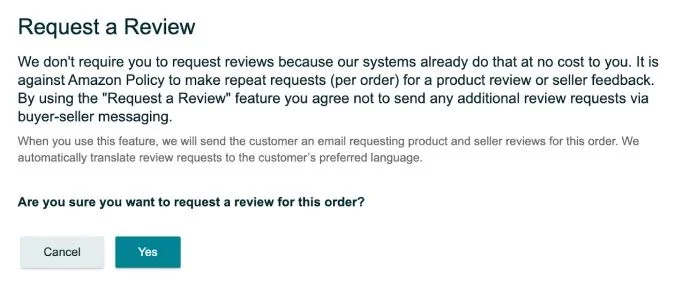 Amazon Request a Review Feature