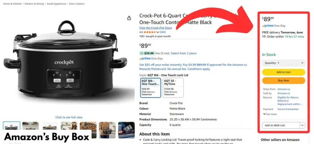 Example of Amazon Buy Box