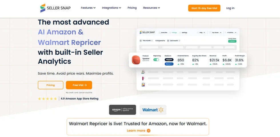 AI Repricer for Amazon and Walmart Seller Snap