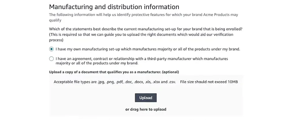 Amazon Brand Registry Guide - Manufacturing Information