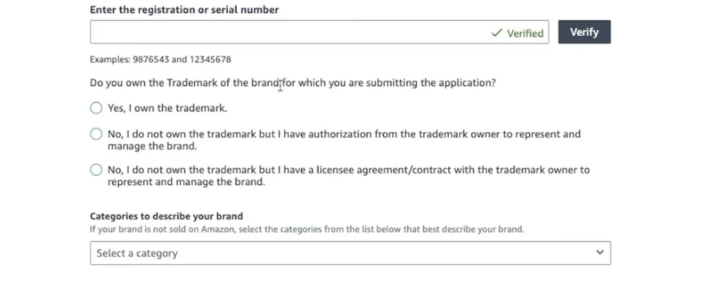 Brand Registry on Amazon - Trademark Information
