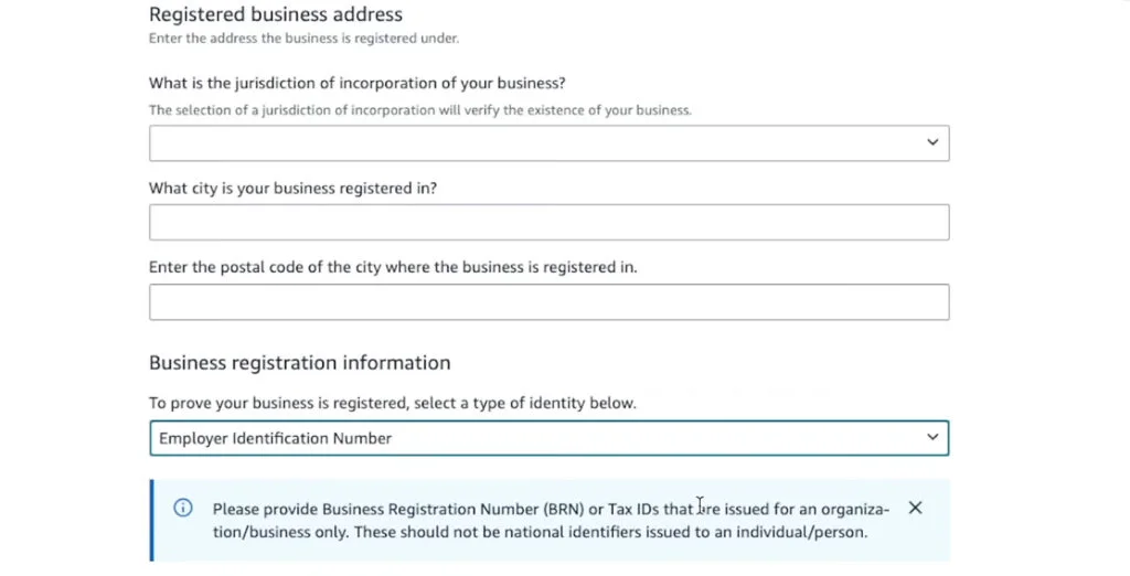 Brand Registry on Amazon Application Business Address