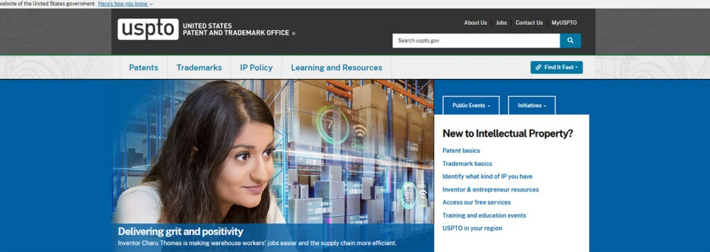 USPTO Trademark Website Banner