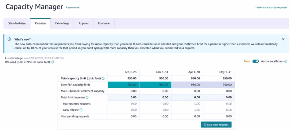 Amazon Inventory Capacity Manager Dashboard