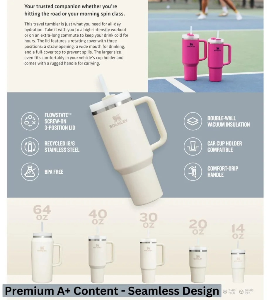 An example of an Amazon A+ Content seamless design 