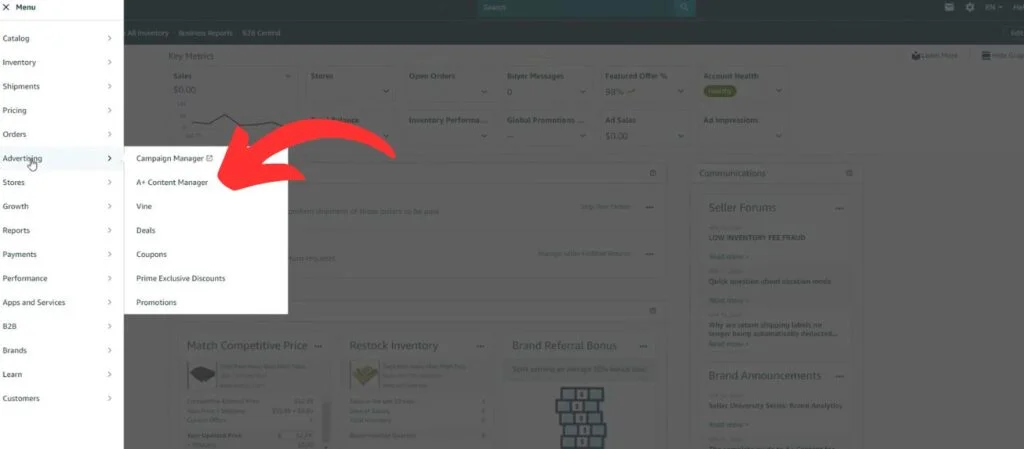 Seller Central A+ Content Manager