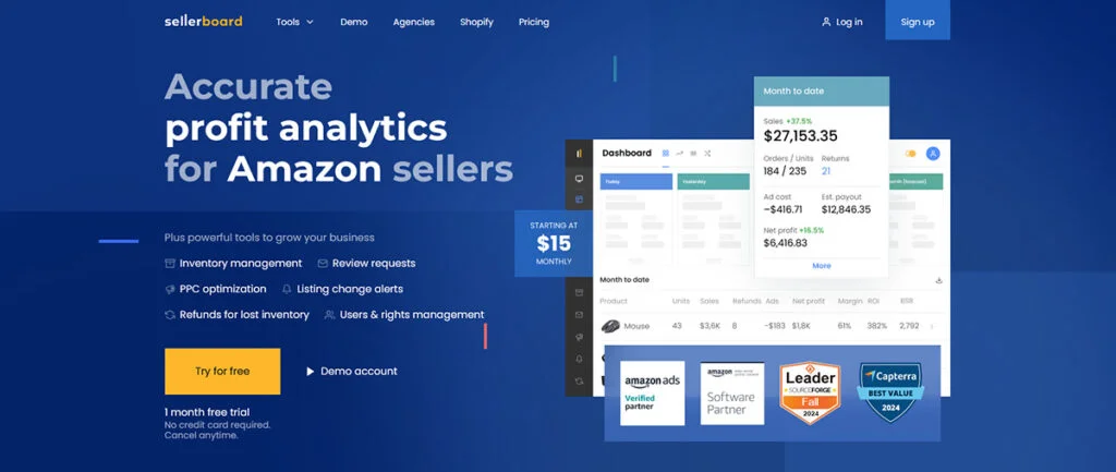 Sellerboard Amazon Analytics Tool Banner