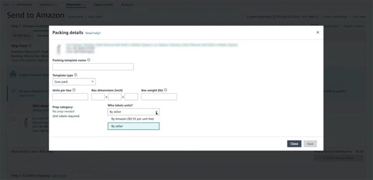 Amazon FBA Shipment - Packing Details