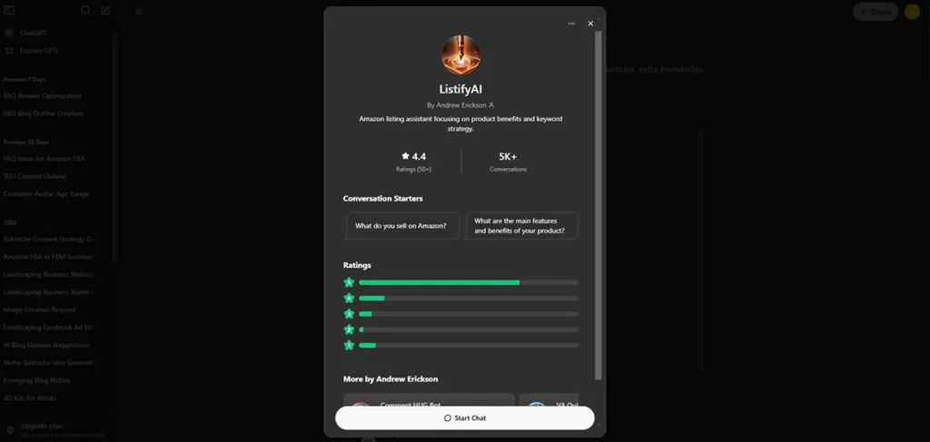 ChatGPT Listify Amazon Listing Builder