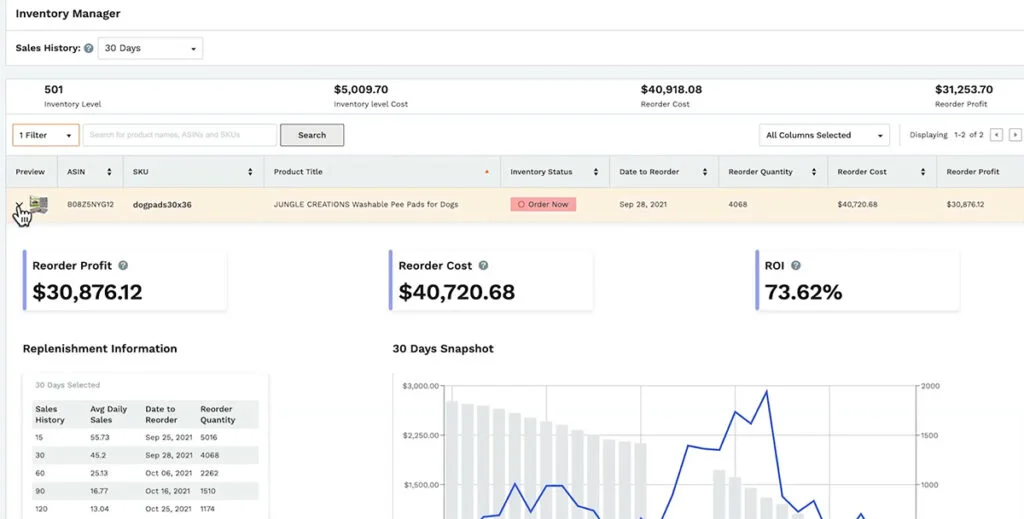 Jungle Scout Inventory Dashboard