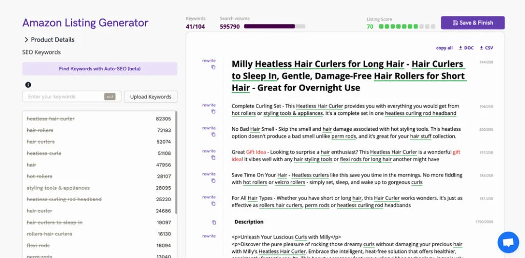 Perci AI Amazon Listing Generator