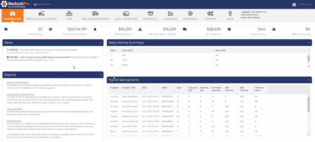 RestockPro Inventory Dashboard