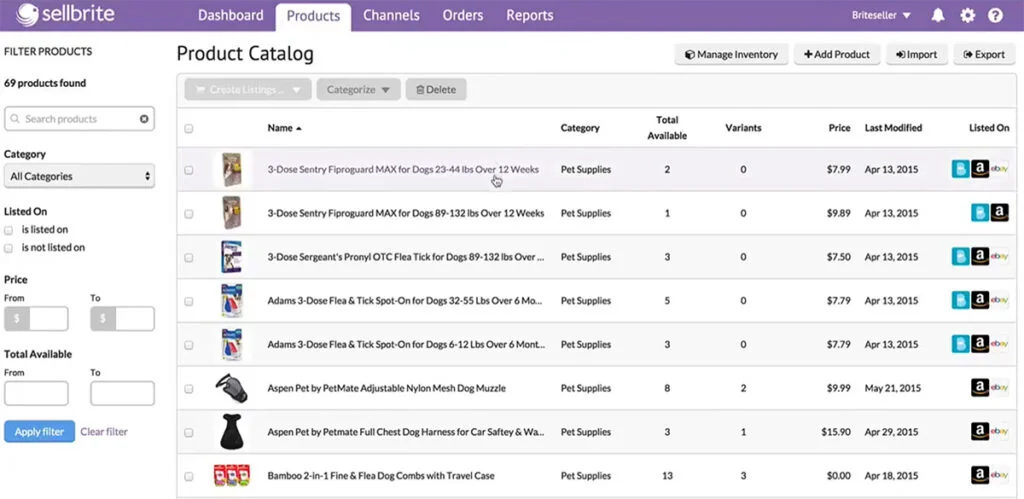 Sellbrite Multichannel inventory dashboard