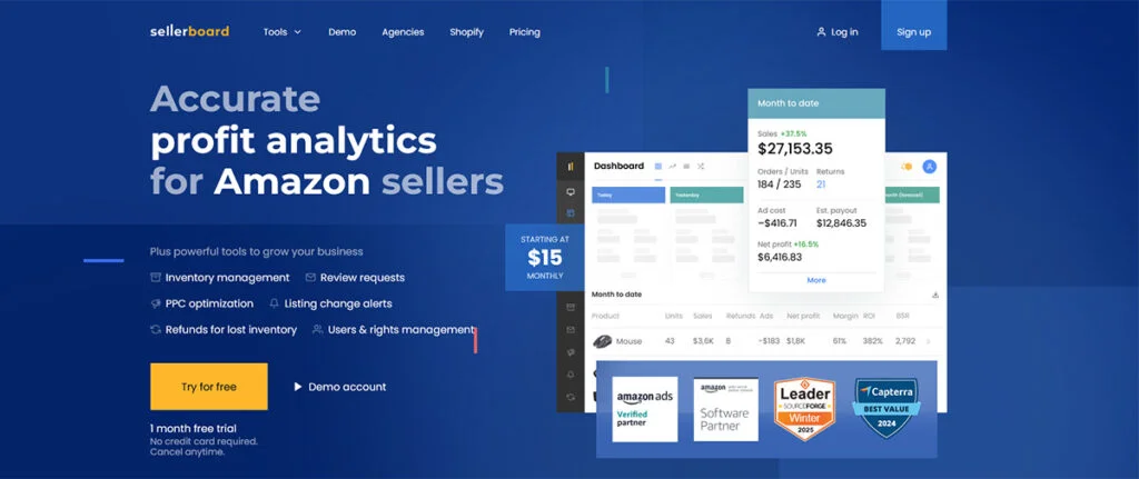 Sellerboard Amazon Inventory and Analytics tool banner