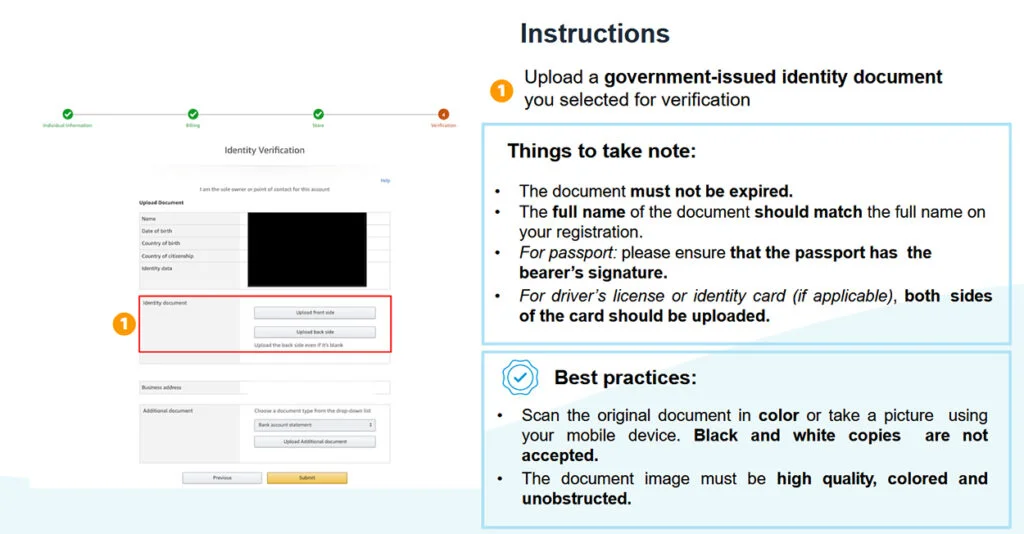 Amazon Seller Account - Process of Uploading Documents to Verifty