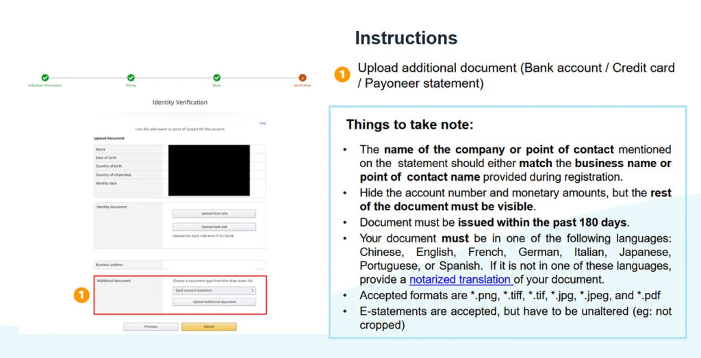 Amazon Seller Account - Verify Address Steps