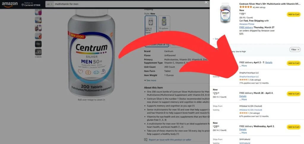 Reverse Sourcing - Click the Sellers Name