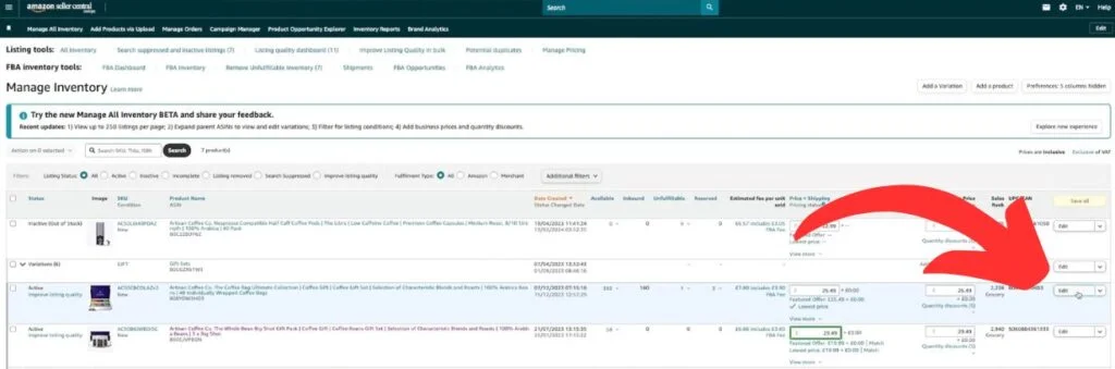 Amazon Backend Search Terms - Step 3 Manage Inventory