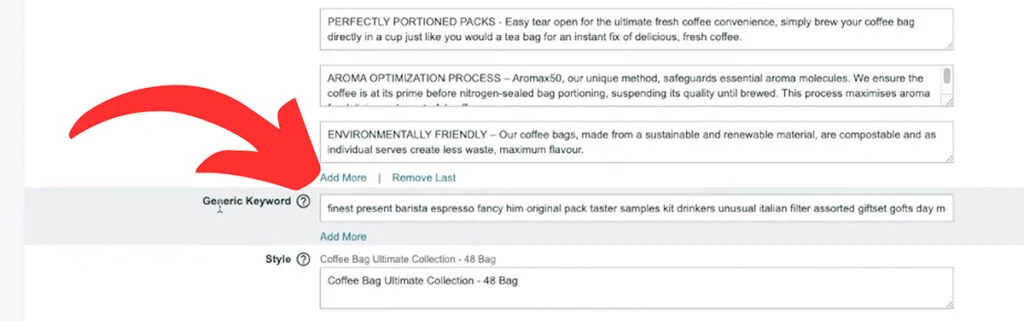 Amazon Generic Search Terms - Example