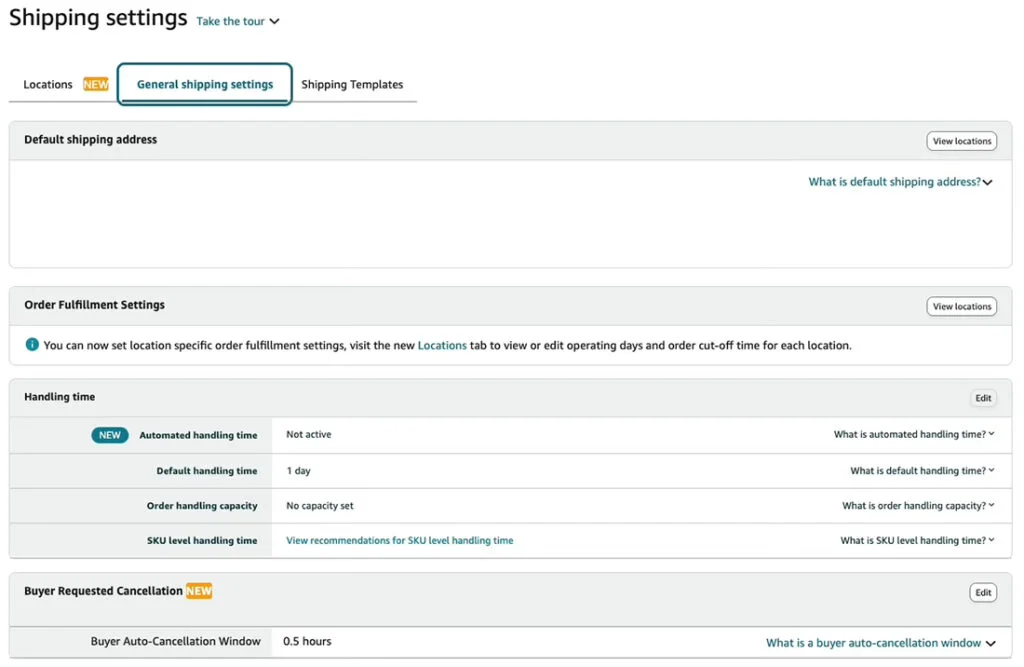 Amazon Shipping Settings - General Shipping Settings