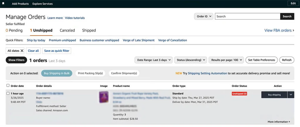 How to Ship FBM Orders - Unshipped Order in Seller Central