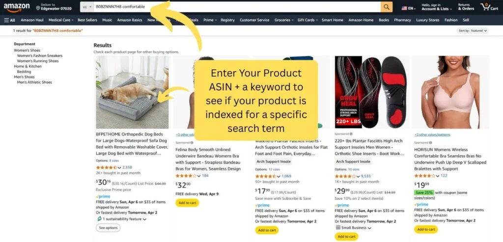 How to check if Amazon keyword is indexed