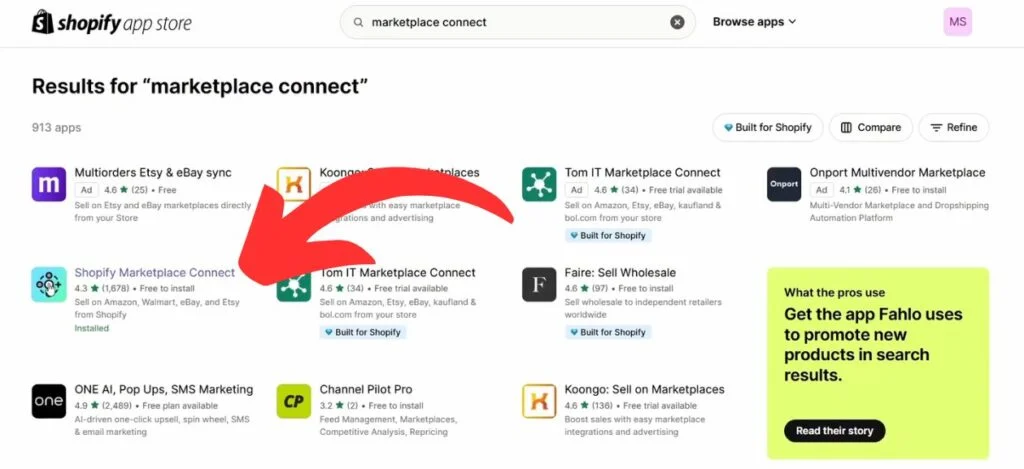 Shopify Marketplace Connect app for linking Shopify to Amazon - App Store Screenshot