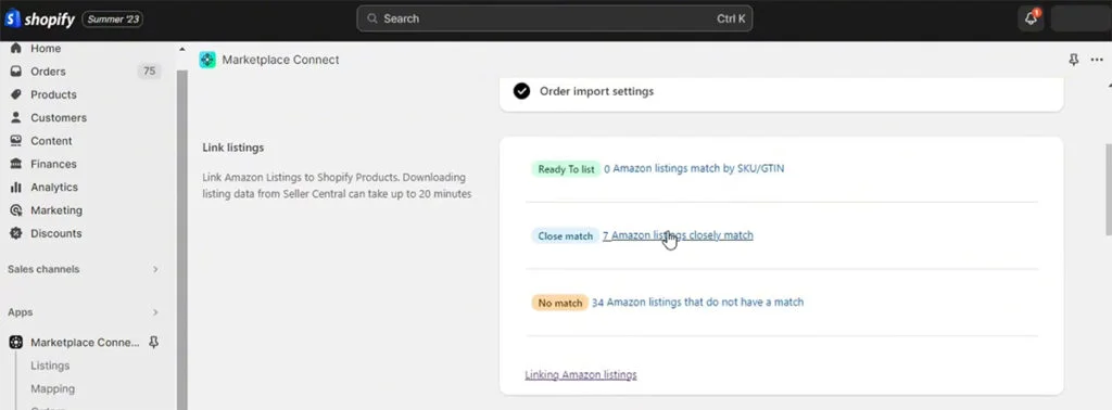 Shopify Marketplace Connect - How to Link Listings