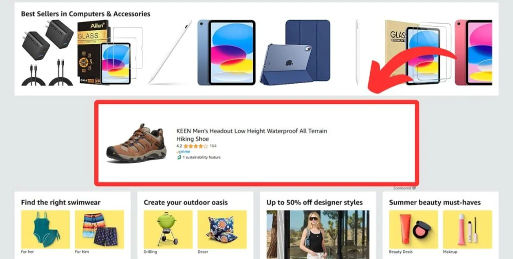 Amazon Display Advertising Locations - Homepage