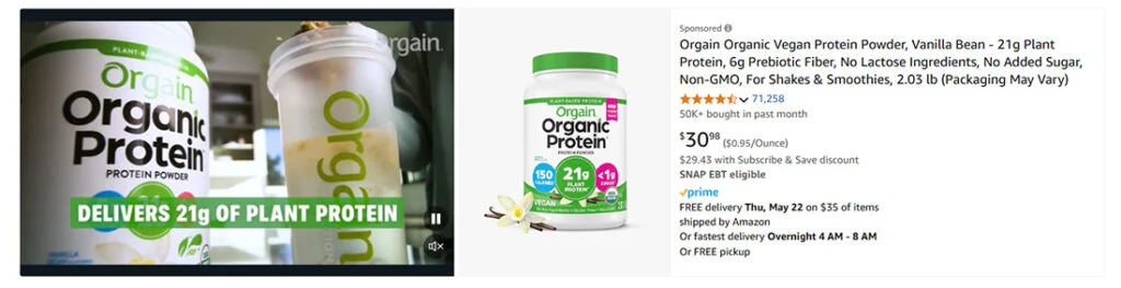 Sponsored Brands Video Ad Example