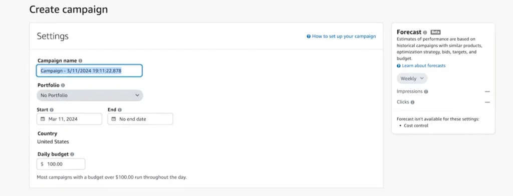 Sponsored Display - Campaign Settings