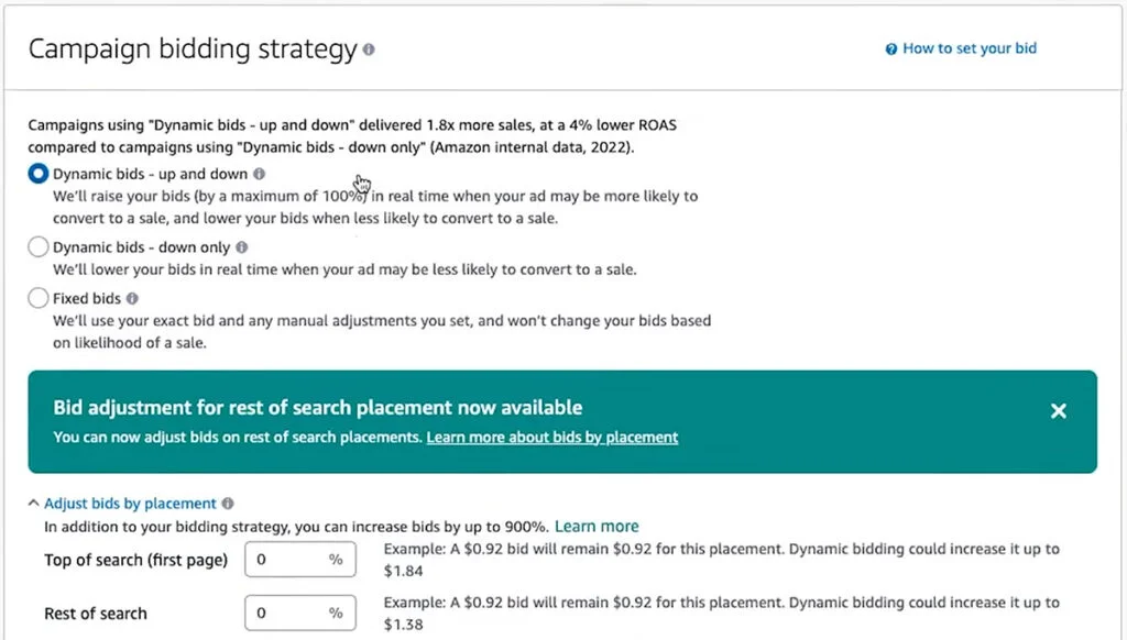 Amazon Sponsored Ads - Campaign Bidding Strategy