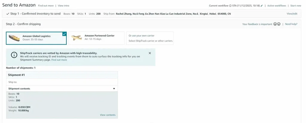Send to Amazon Using AGL and Amazon Supply Chain