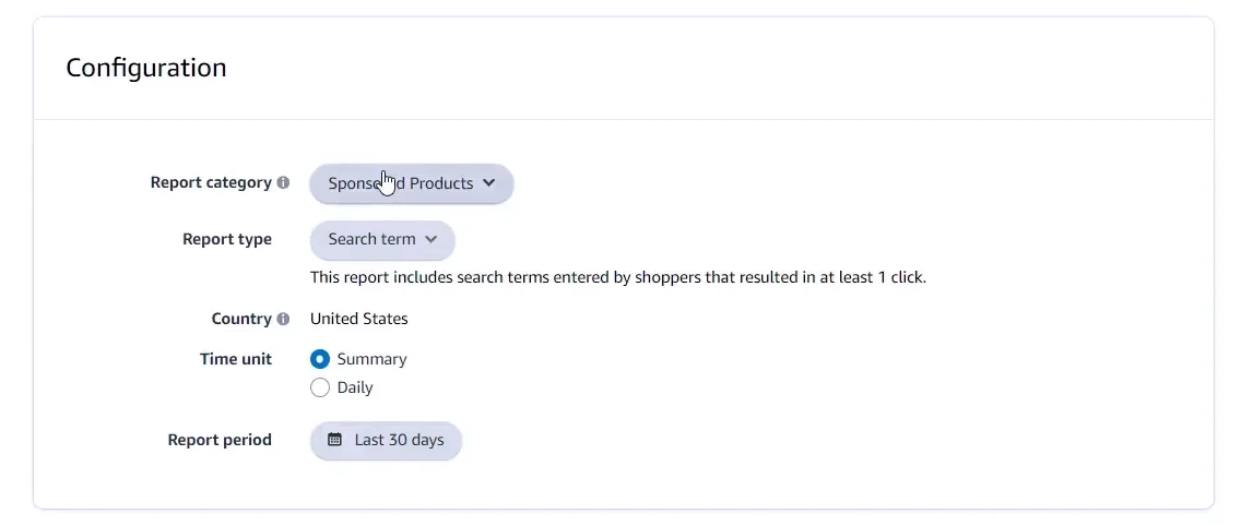Amazon Search Term Report - Configuration