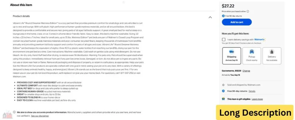 Walmart SEO - Long Description