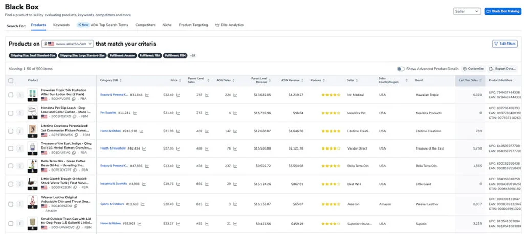 Black Box - Helium 10 Product Research Tool for Amazon