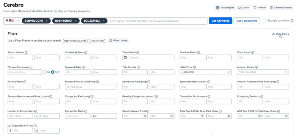Helium 10 Cerebro - Keyword Research Tool
