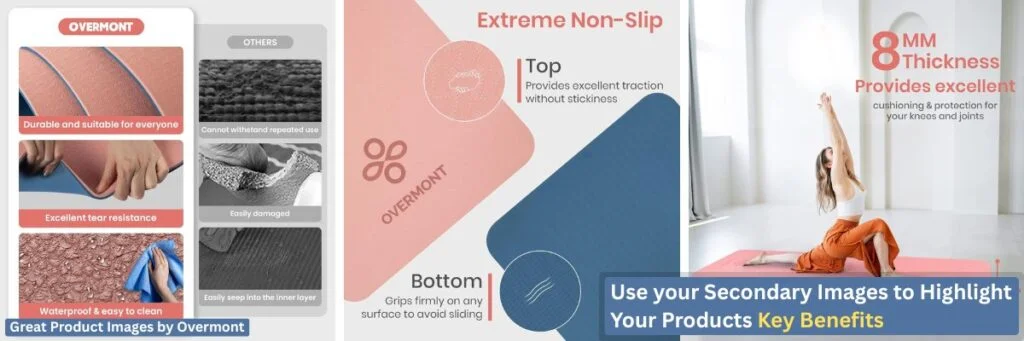 Examples of Overmont Brands Images highlighting their products main benefits